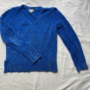 Maison Jules Womens Chenille V-Neck Pullover Sweater, Blue, Small